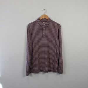 Faherty Freemont Stripe Polo Shirt Men M Long Sleeve Pima Cotton Casual 260